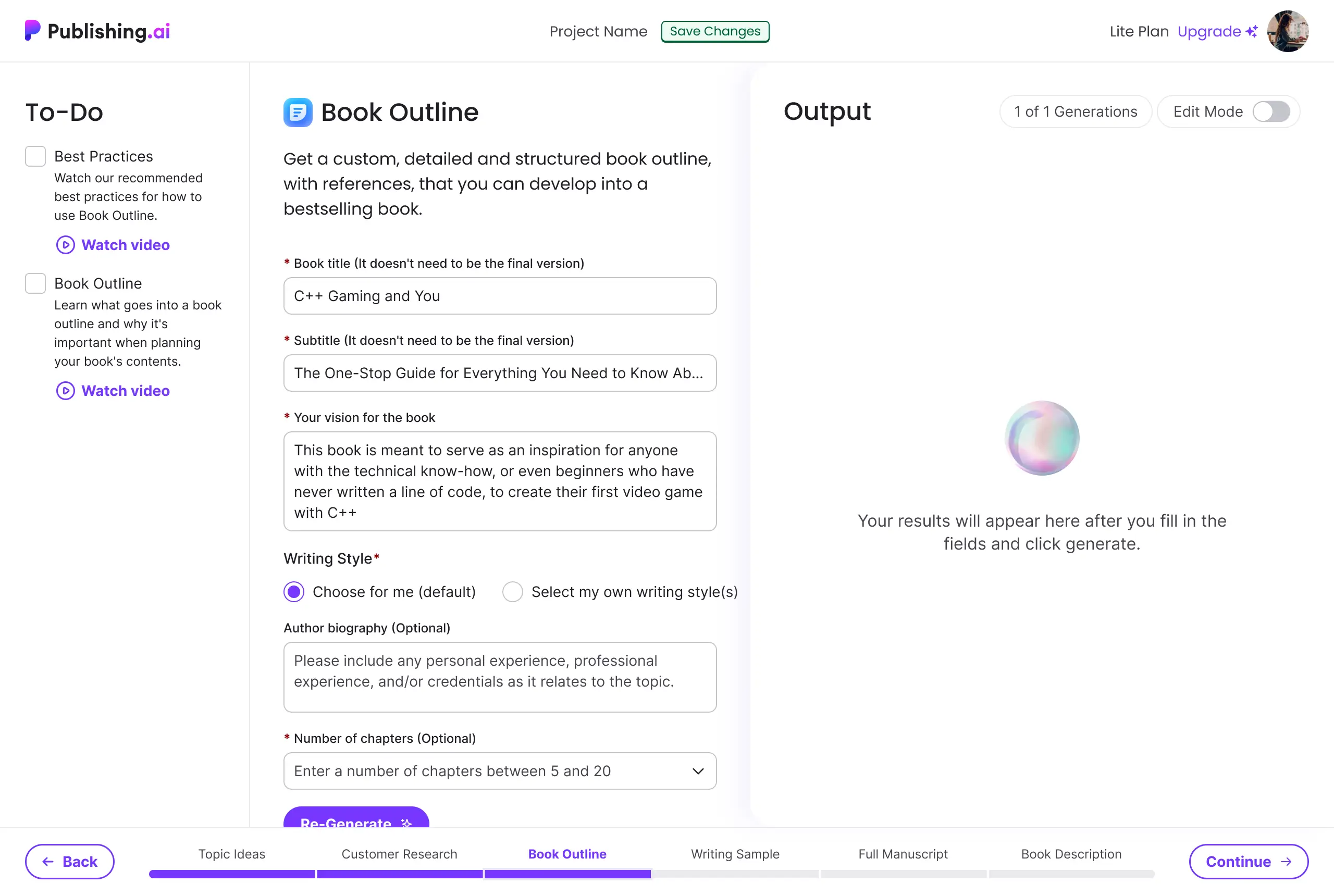 Before: Publishing.com workflow interface showing fragmented design patterns and inconsistent UI