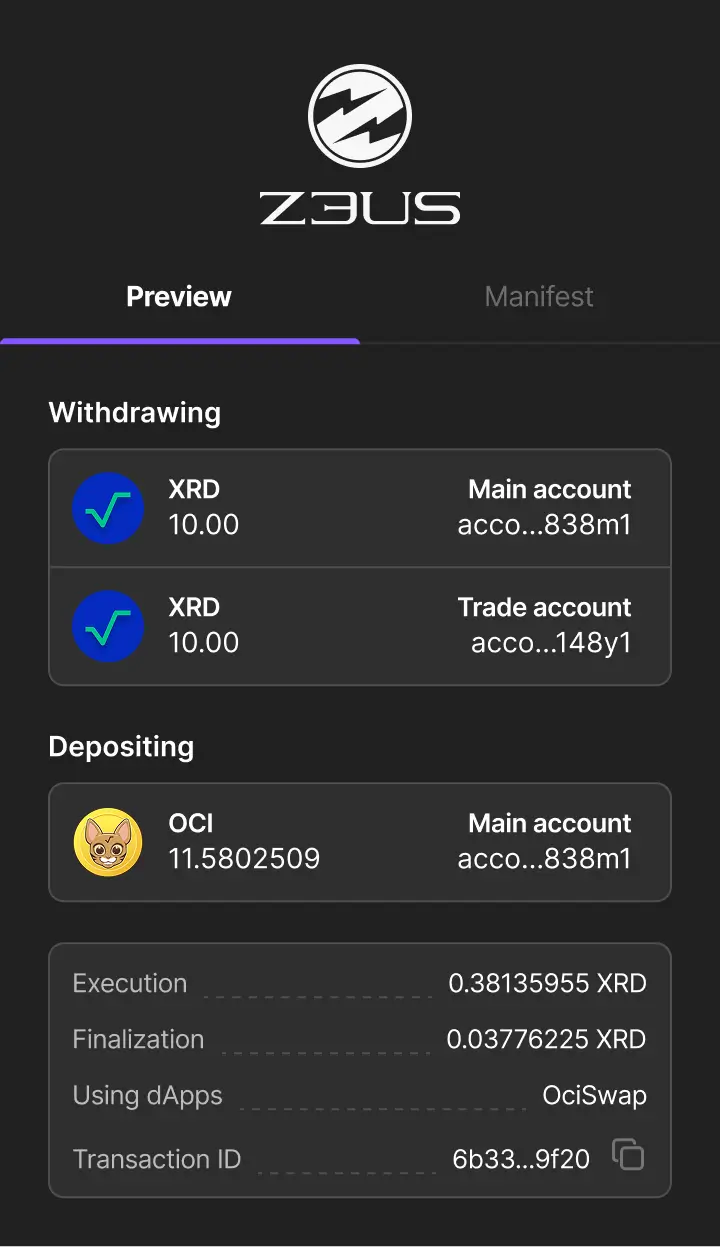 Z3US wallet mobile interface showing receive functionality
